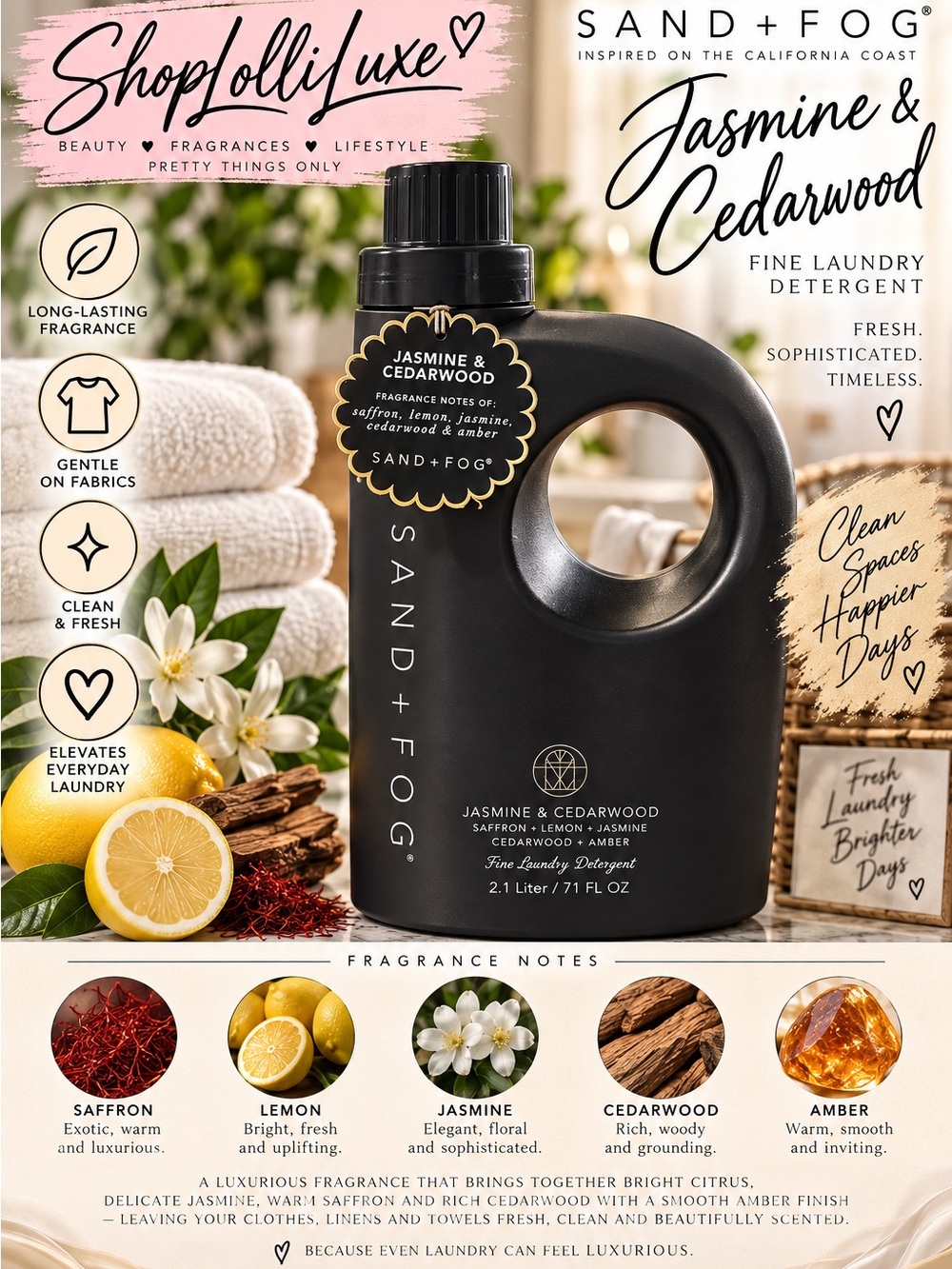 Sand + Fog Jasmine & Cedarwood Laundry Detergent – 71fl oz